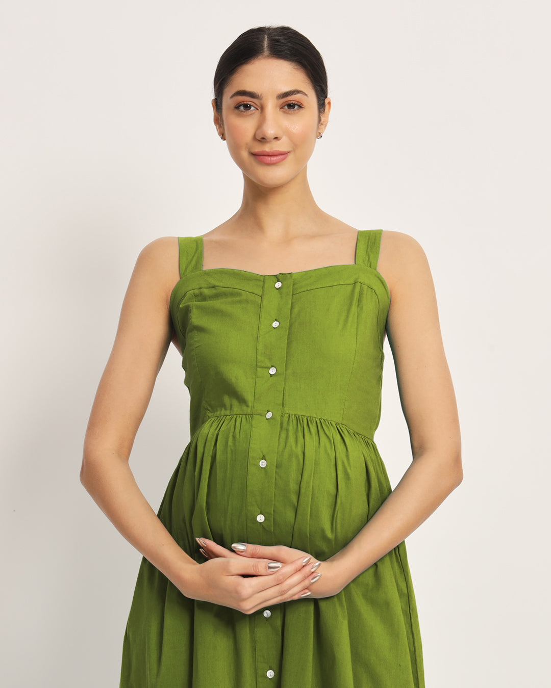 Sage Green Mama Modish Maternity & Nursing Dress