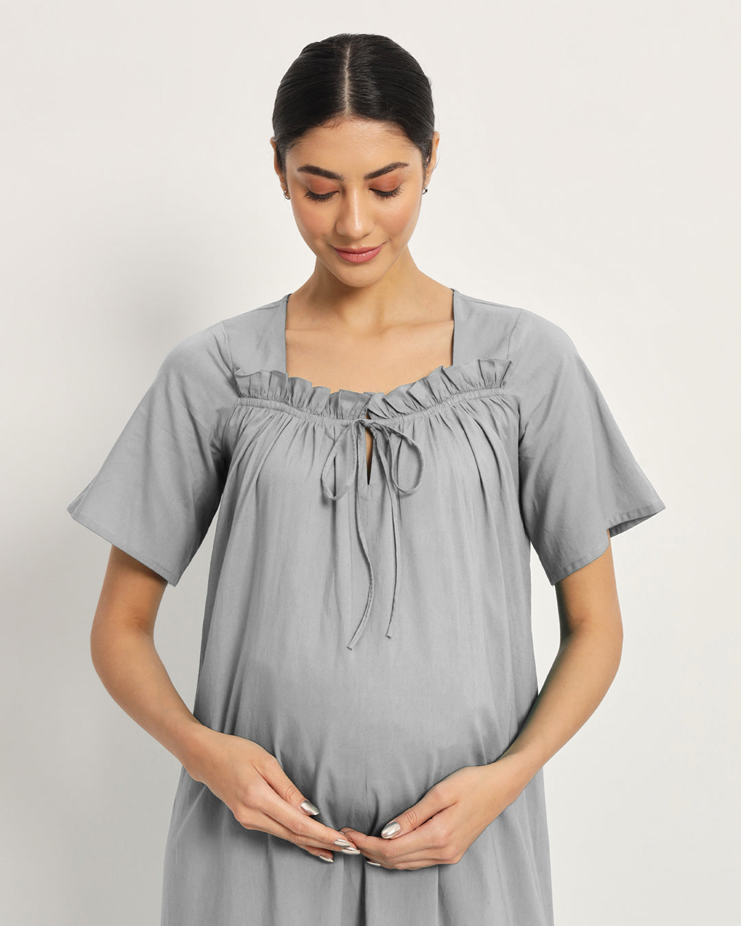 Iced Grey Mama's Glow Maternity & Nursing Dress