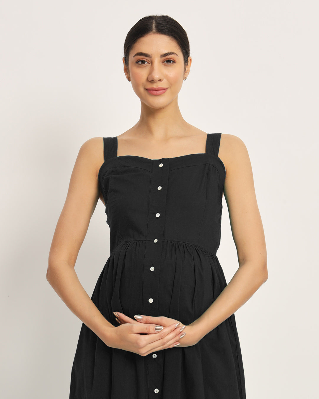 Classic Black Mama Modish Maternity & Nursing Dress