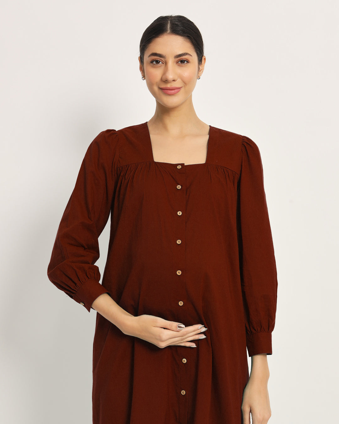 Russet Red Belly Blossom Maternity & Nursing Dress