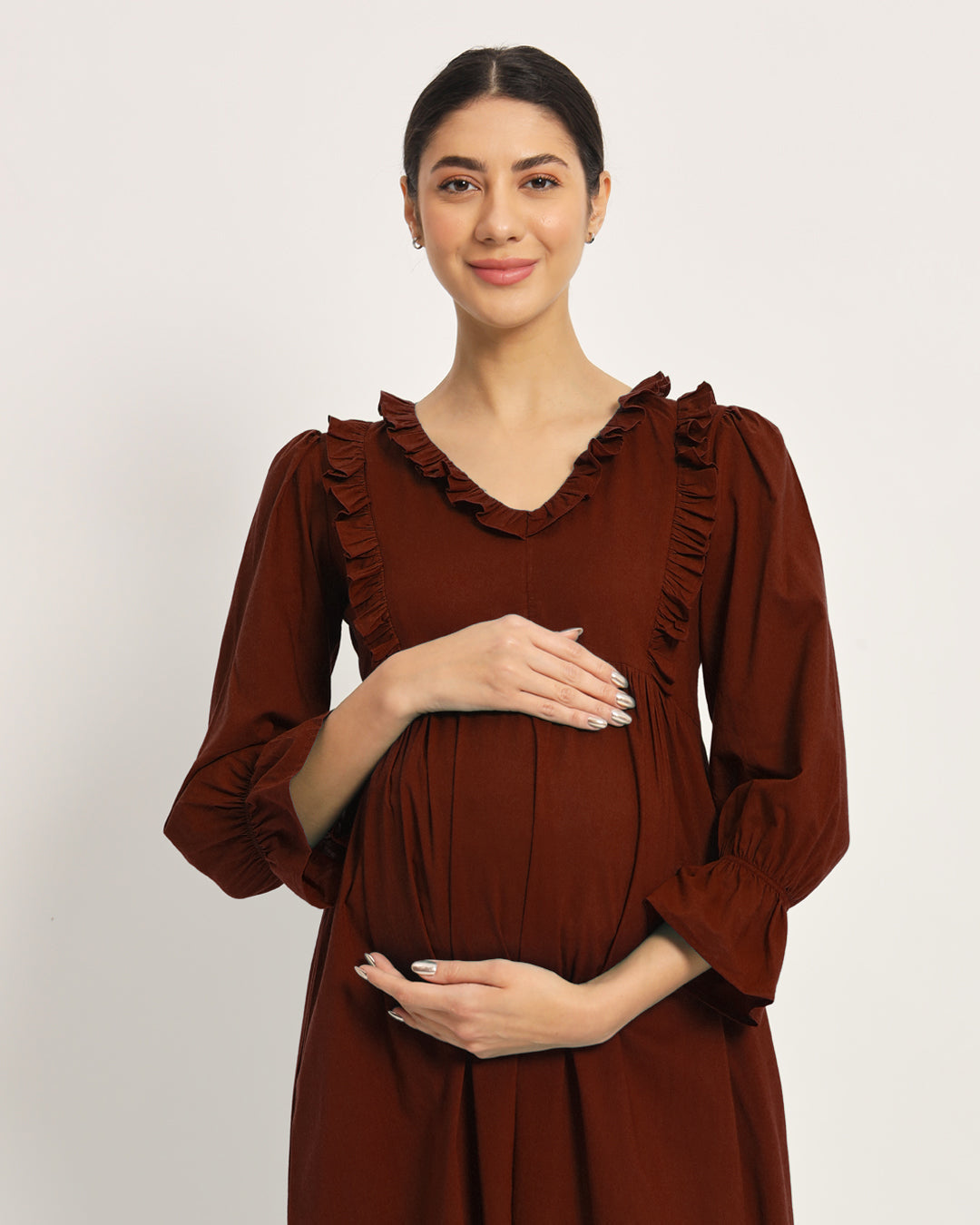 Russet Red Functional Flow Maternity & Nursing Dress