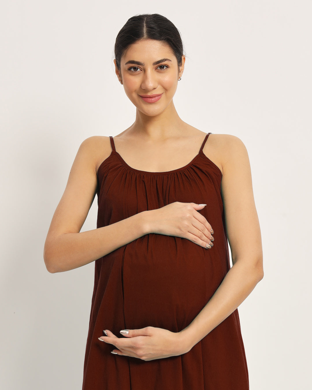 Russet Red Belly Laugh Maternity & Nursing Dress