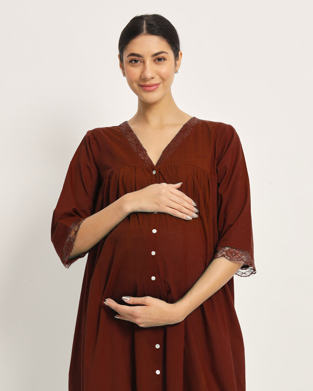Russet Red Preggo & Posh Maternity & Nursing Dress