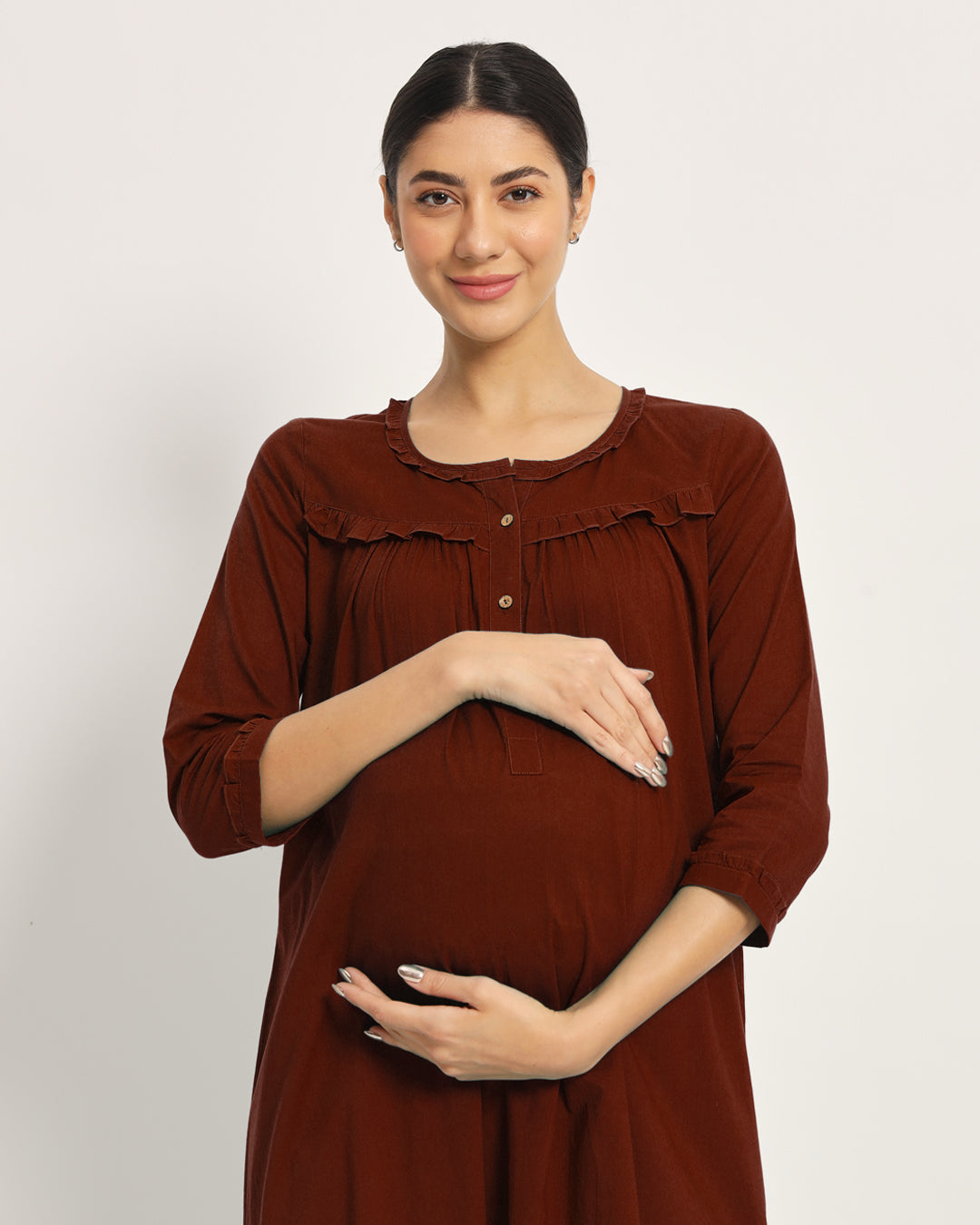 Russet Red Bella Mama Maternity & Nursing Dress