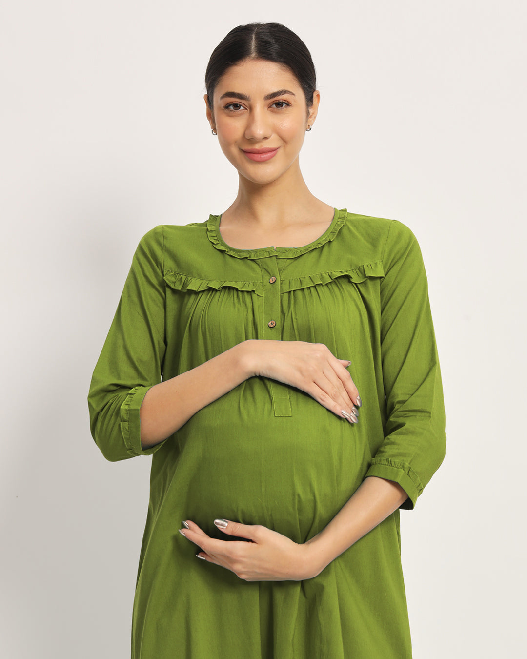 Sage Green Bella Mama Maternity & Nursing Dress