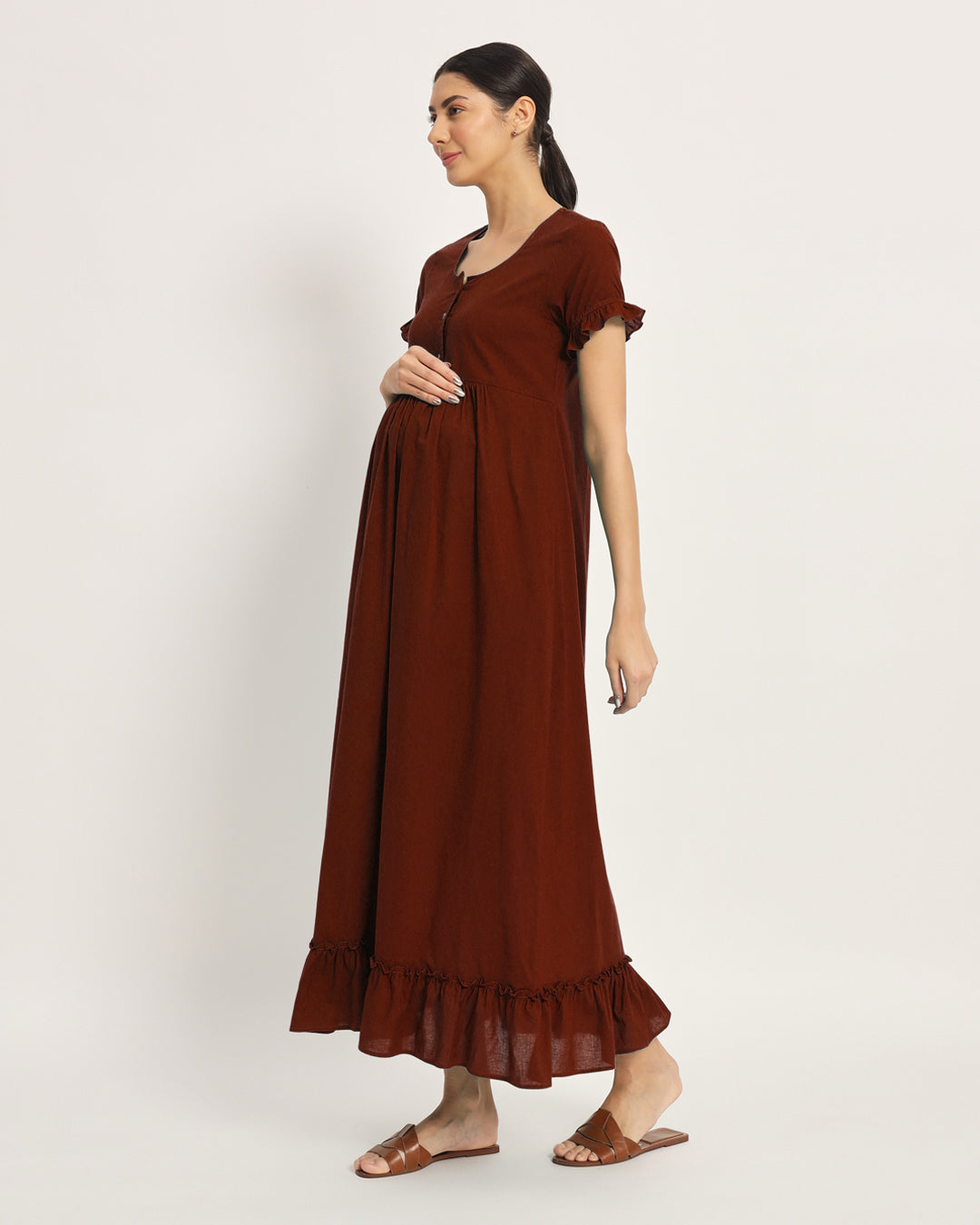 Russet Red Bumpin' & Stylin' Maternity & Nursing Dress