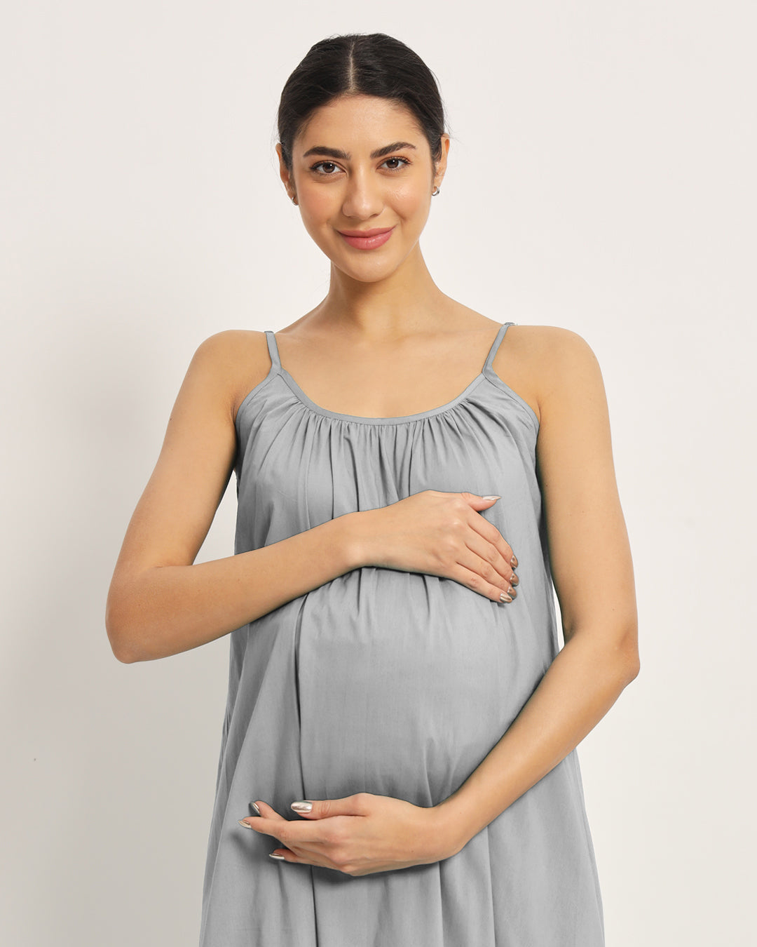 Iced Grey Belly Laugh Maternity & Nursing Dress