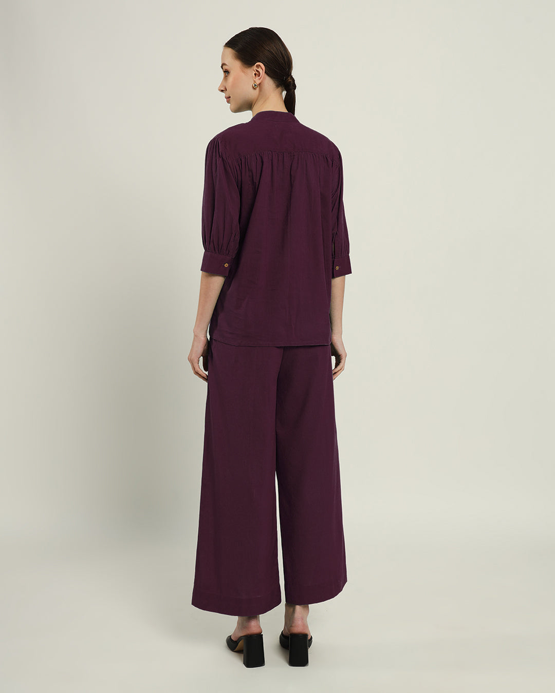 Pants Matching Set- Plum Passion Button Down