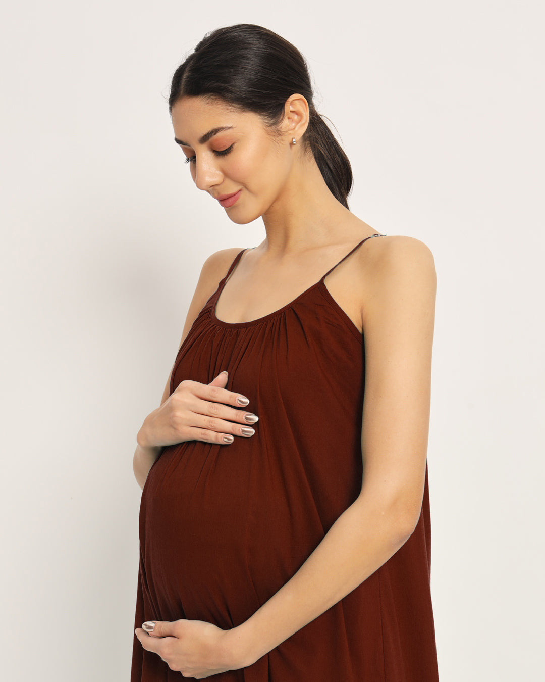 Russet Red Belly Laugh Maternity & Nursing Dress