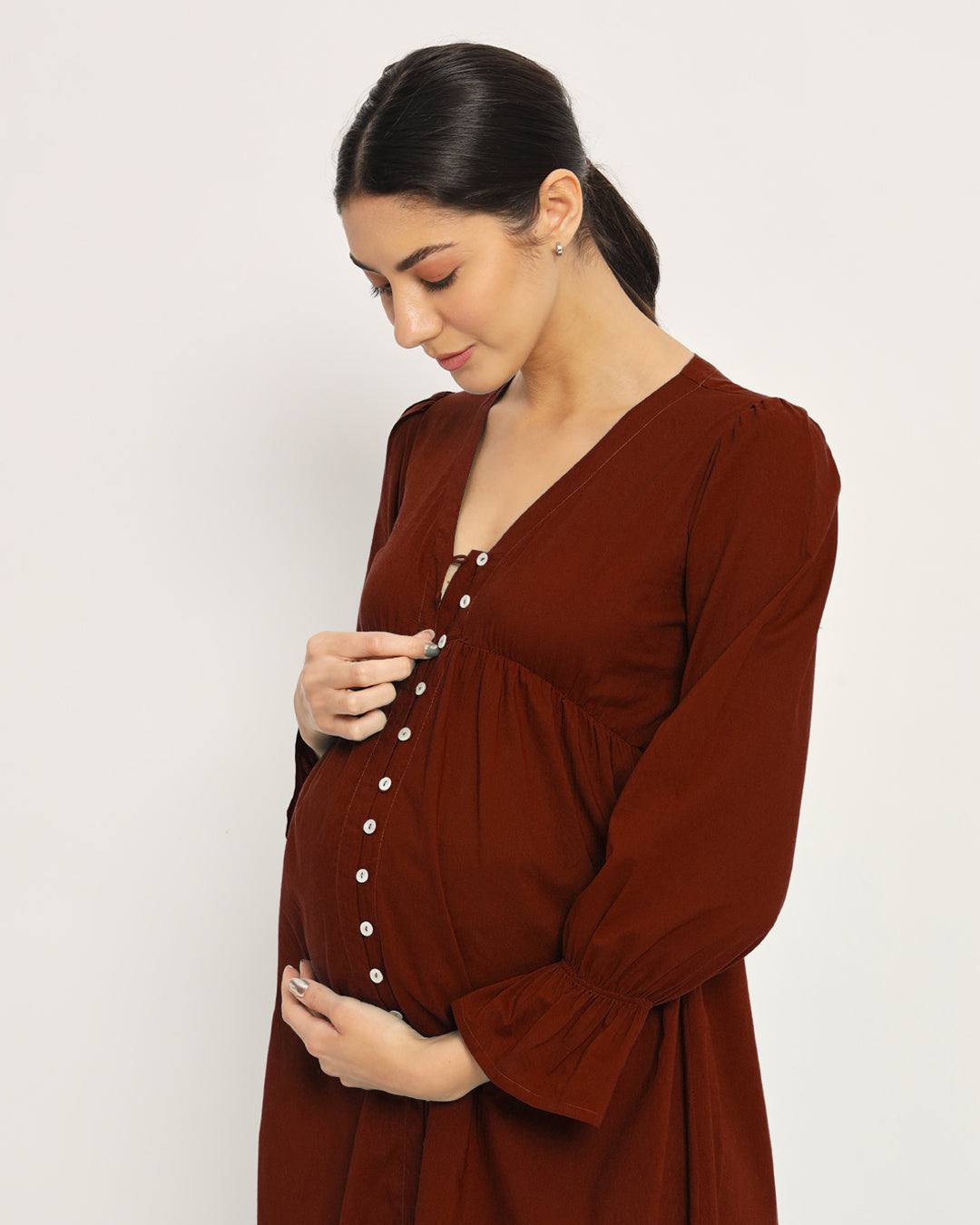 Russet Red Glowing Bellies Maternity & Nursing Dress