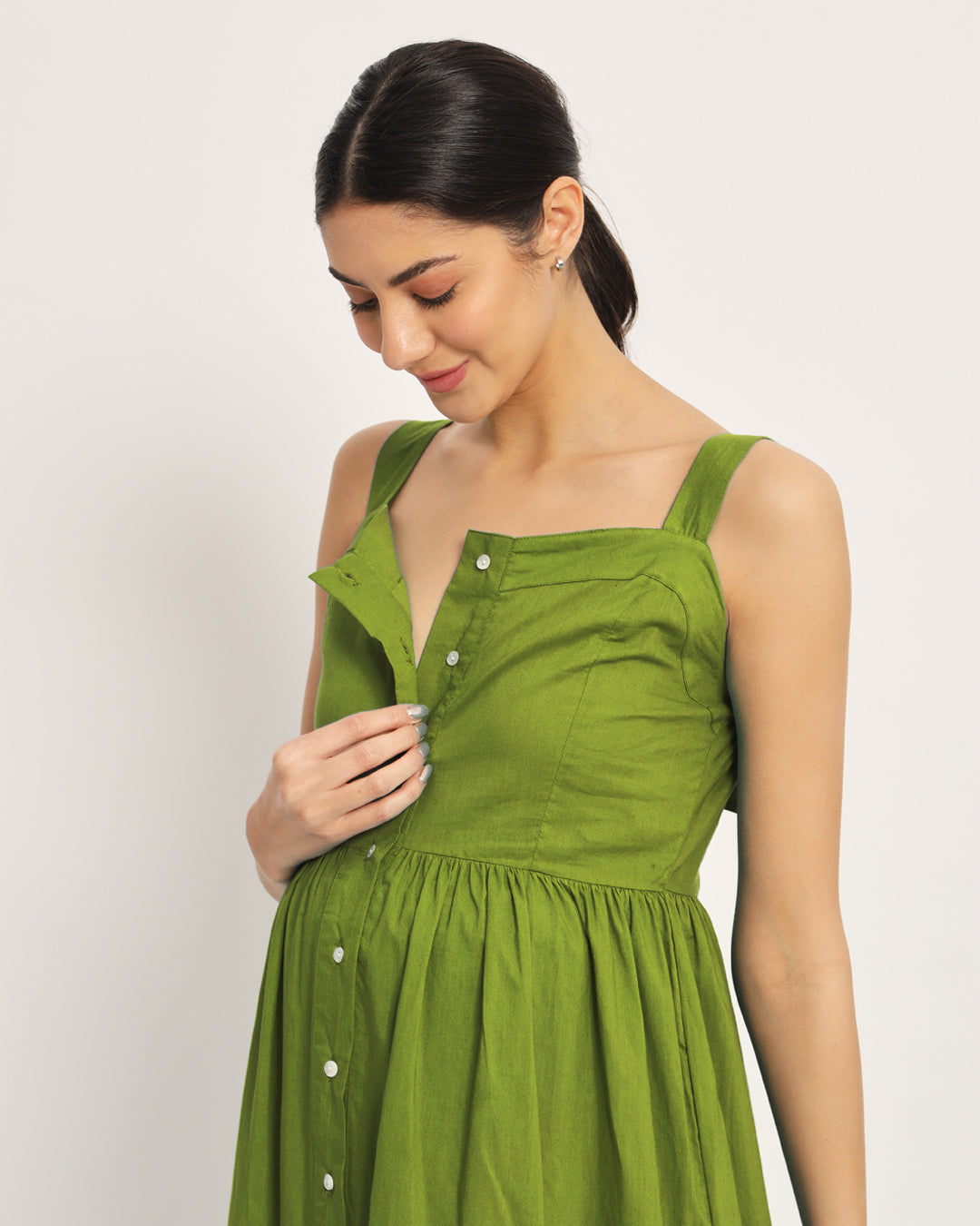 Sage Green Mama Modish Maternity & Nursing Dress