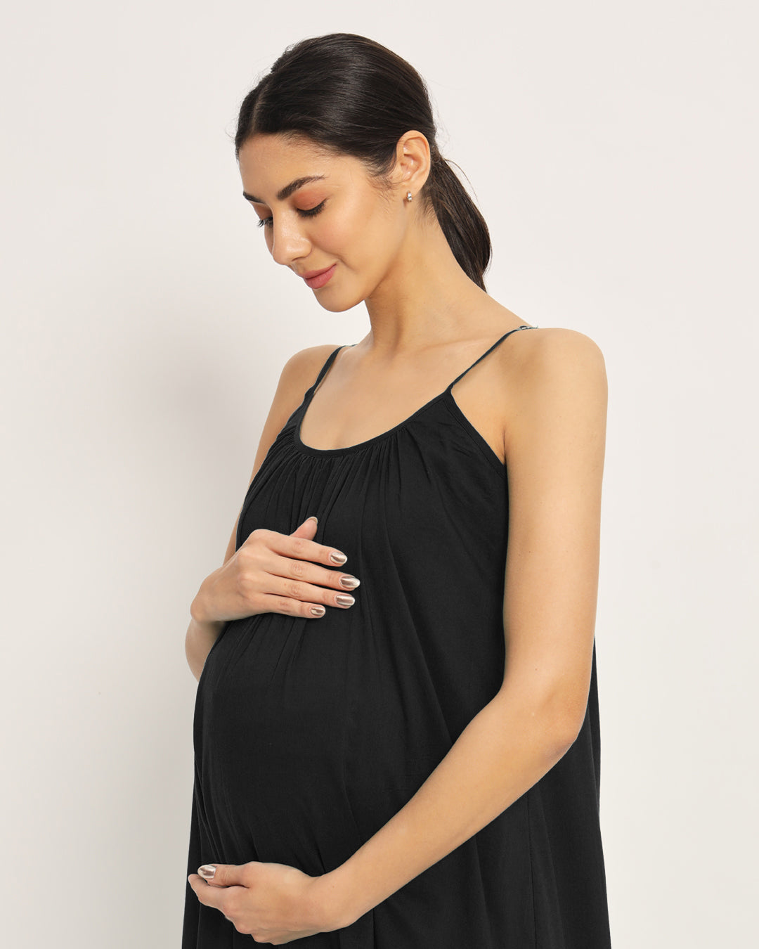 Classic Black Belly Laugh Maternity & Nursing Dress