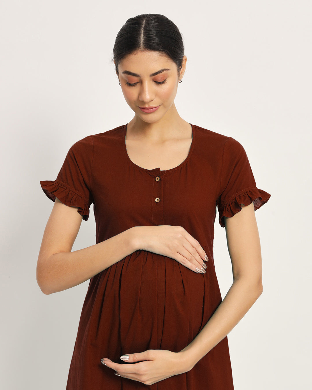 Russet Red Bumpin' & Stylin' Maternity & Nursing Dress