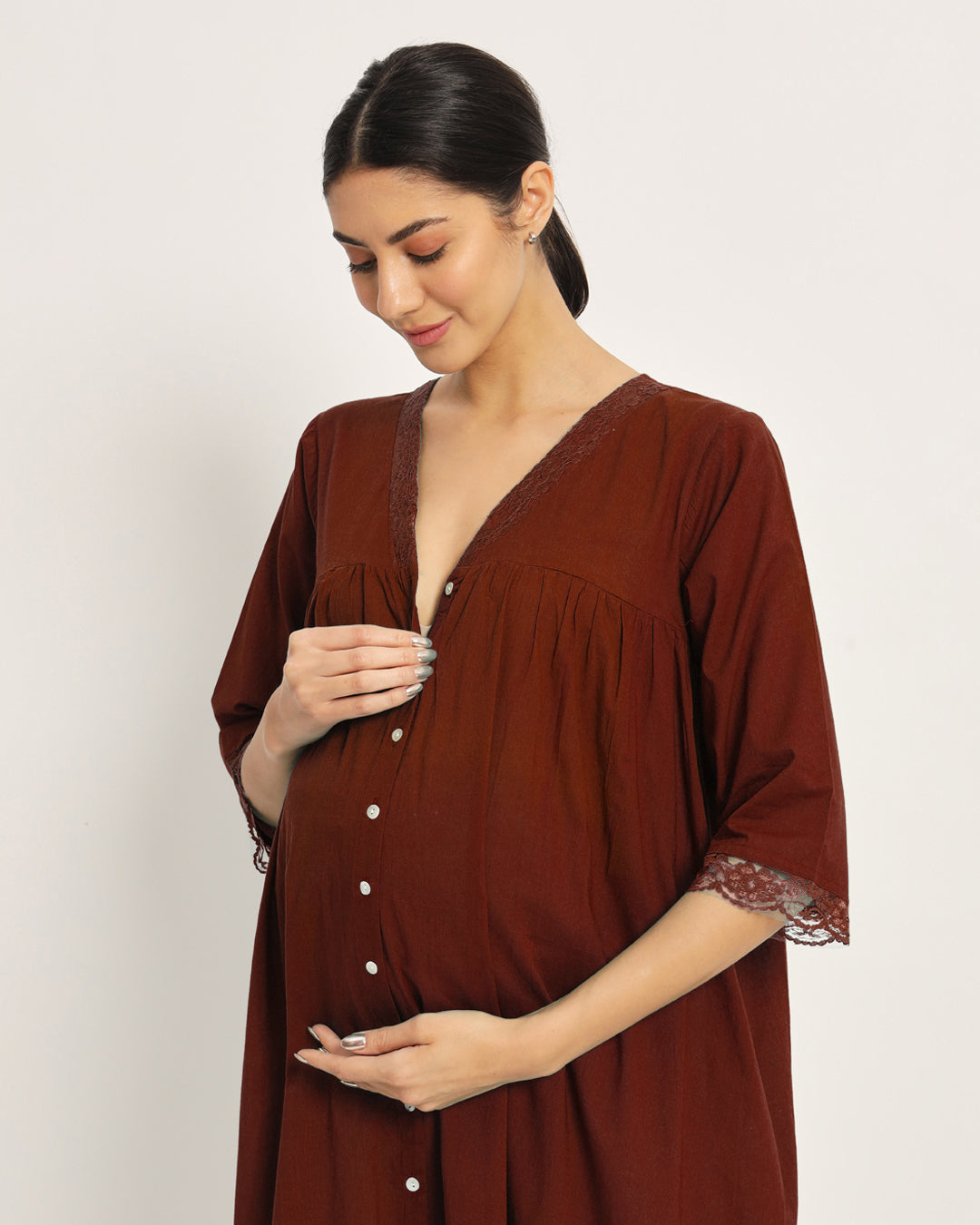 Russet Red Preggo & Posh Maternity & Nursing Dress
