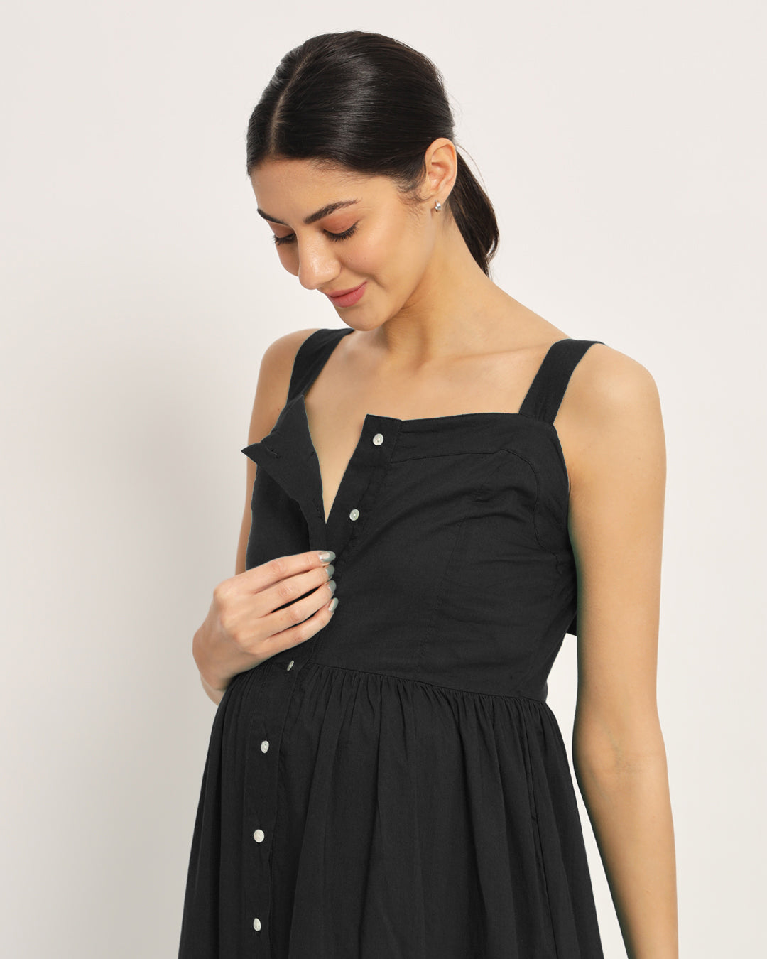 Classic Black Mama Modish Maternity & Nursing Dress