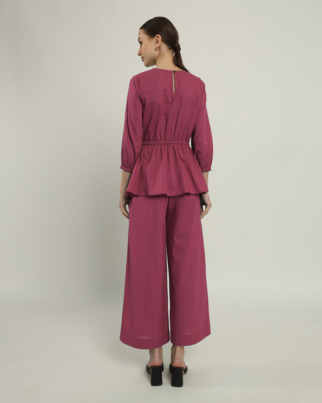 Pants Matching Set- Zinnia Pink Peplum Affair