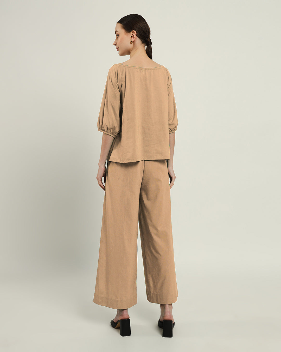 Pants Matching Set-Beige Effortless BowtNeck