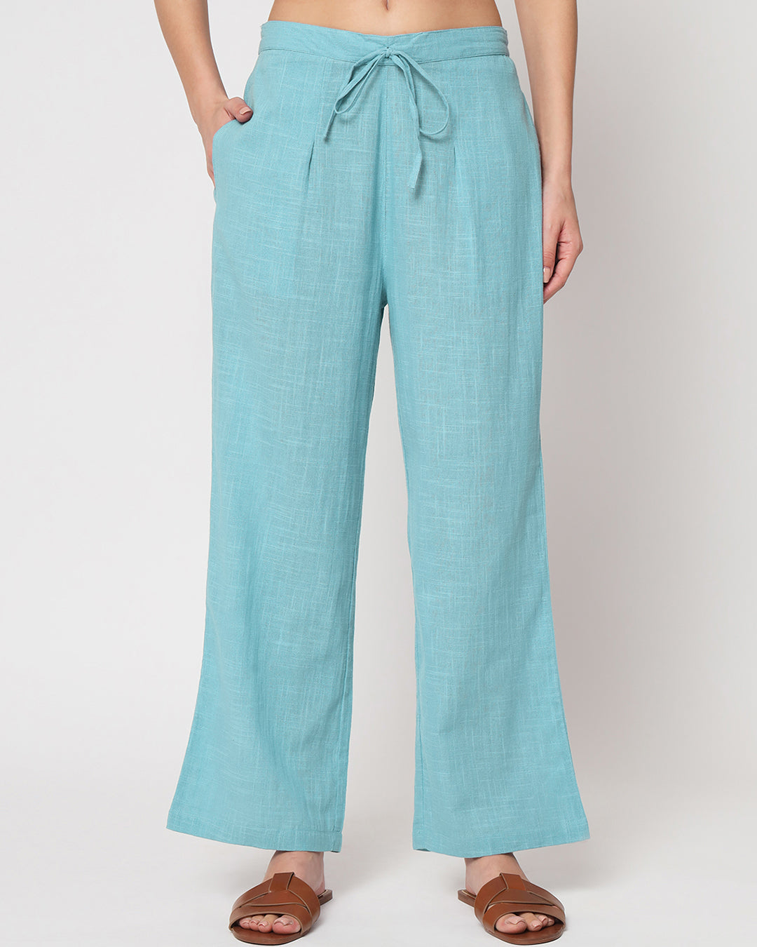 Combo: Blue Breeze & Forest Green Straight Pants- Set of 2