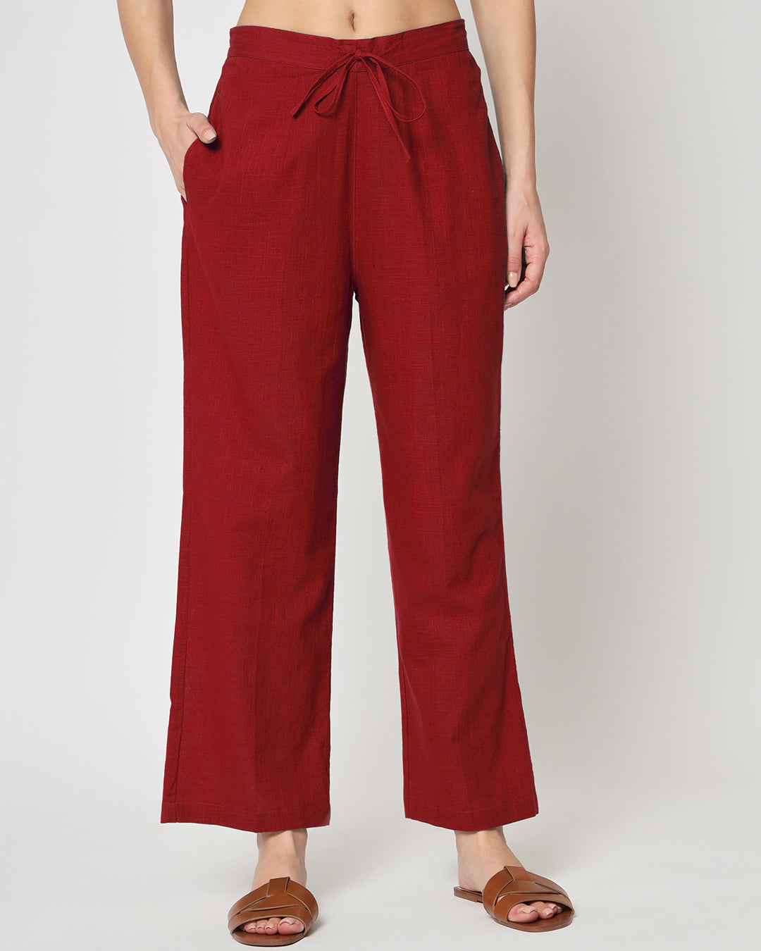 Combo: Aurora Purple & Classic Red Straight Pants- Set of 2